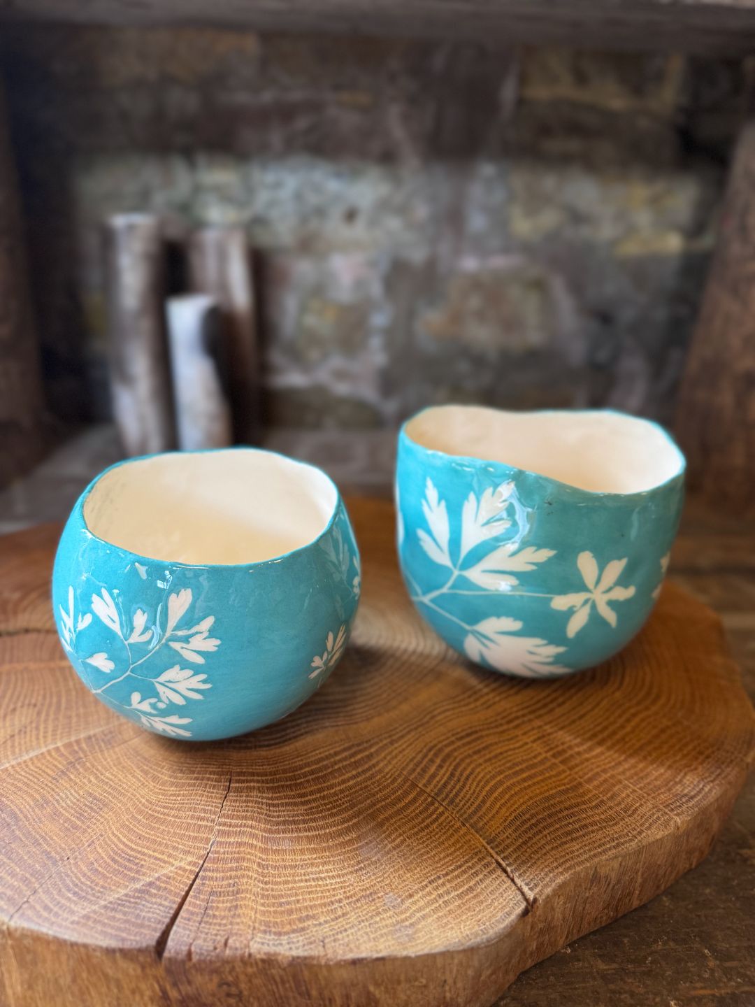 Leafy Planter Pots - Aqua Blue