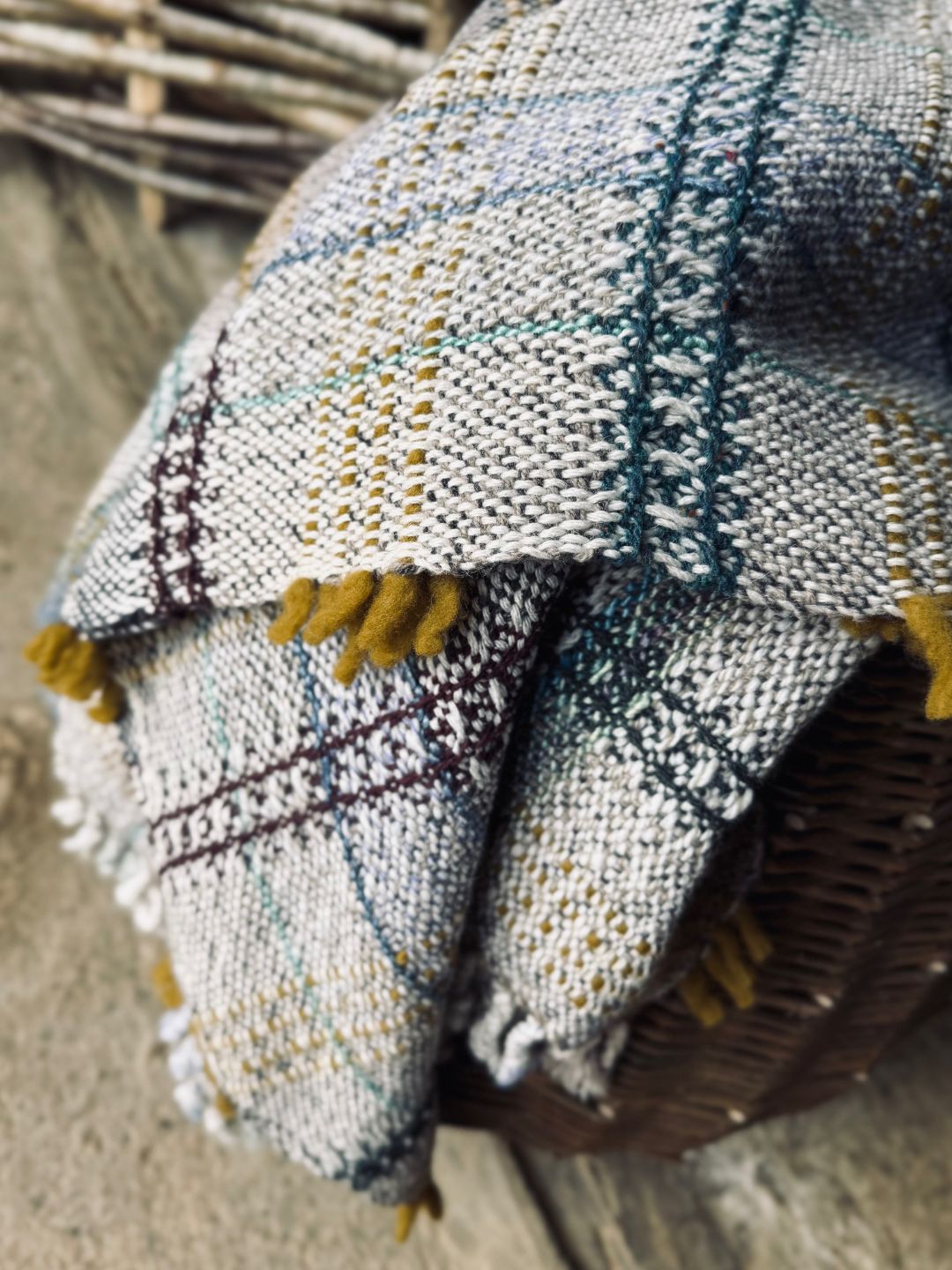 Grey and Ochre Handwoven Blanket