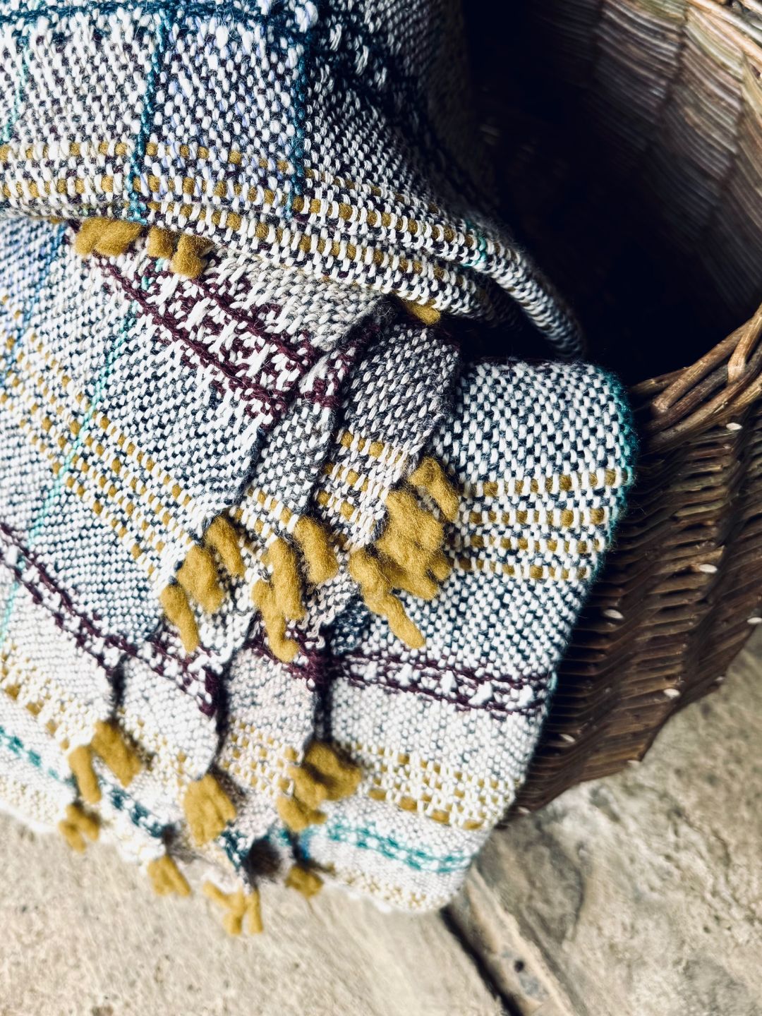 Grey and Ochre Handwoven Blanket
