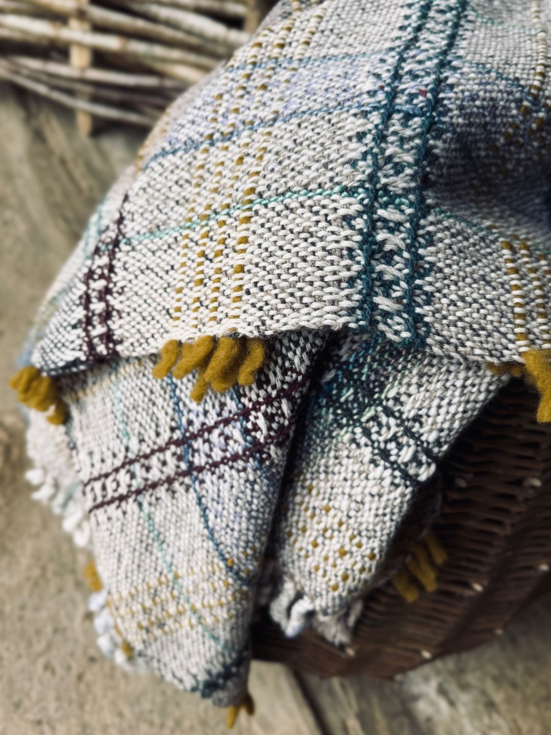 Grey and Ochre Handwoven Blanket