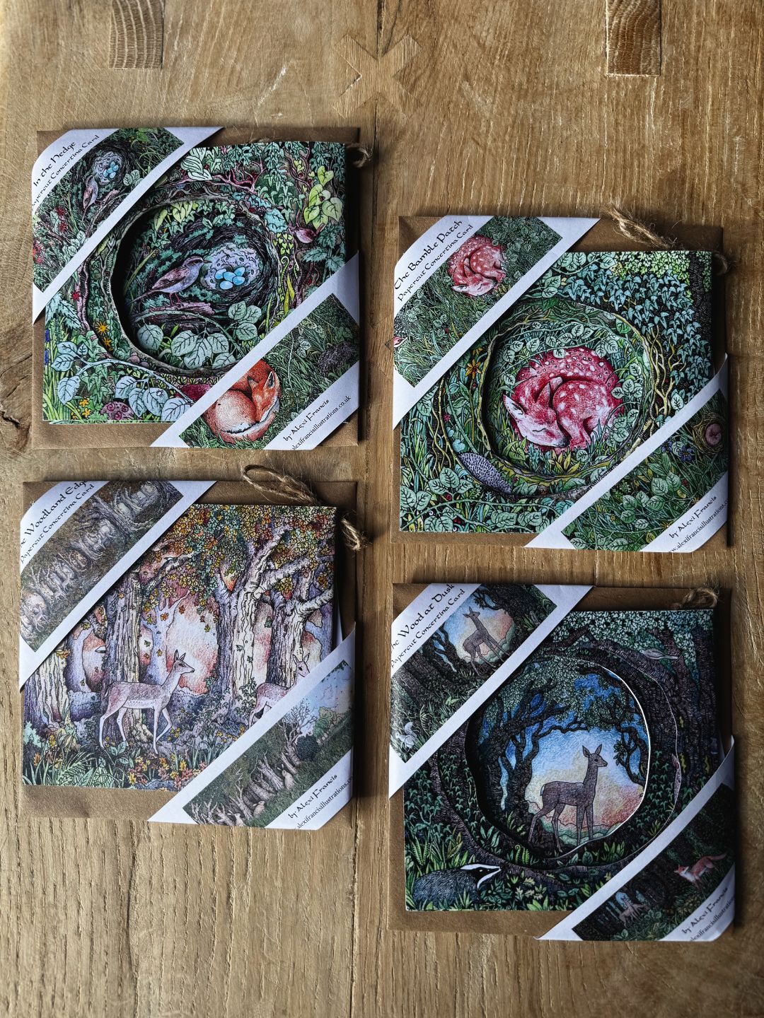 Woodland Concertina Greetings Cards - set of 4