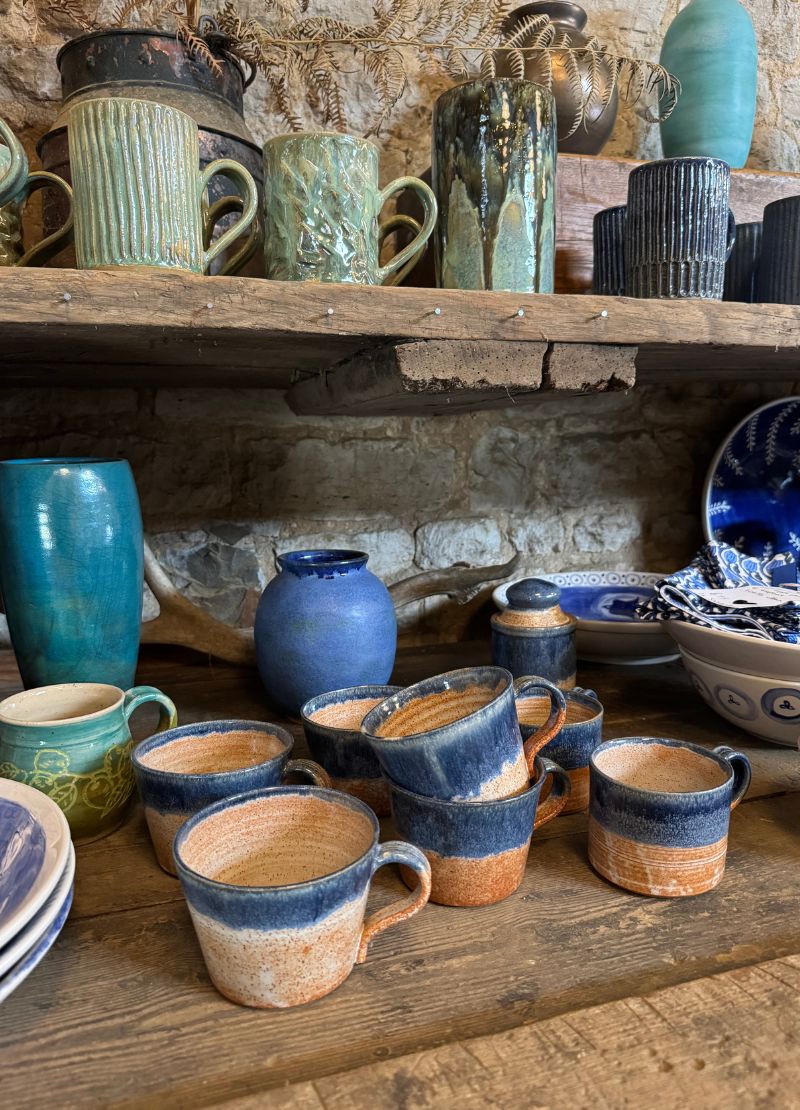 Blue and Iron Glazed Coffee Cups