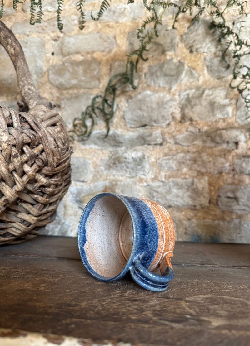 Blue and Iron Glazed Coffee Mugs