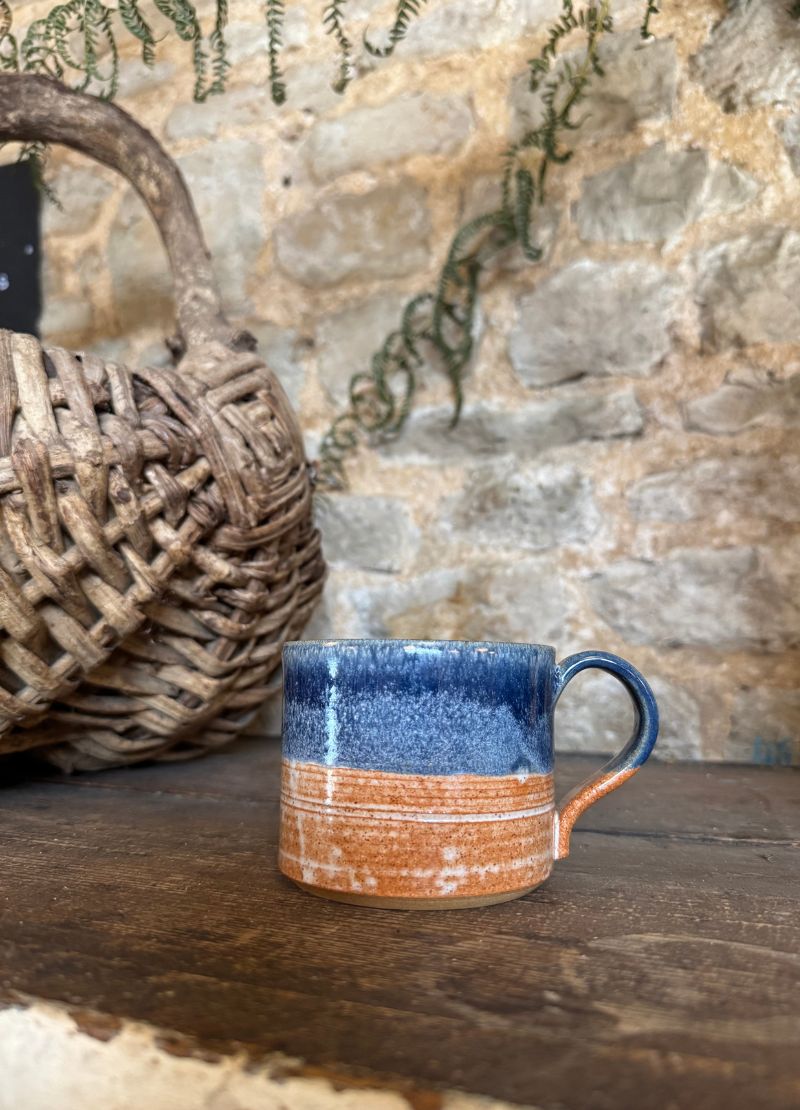 Blue and Iron Glazed Coffee Mugs
