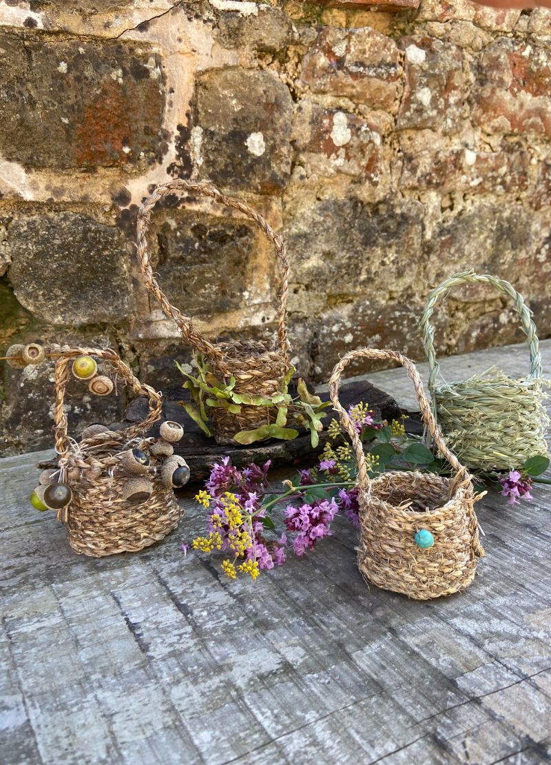 Natural Fibre Basket with Grass
