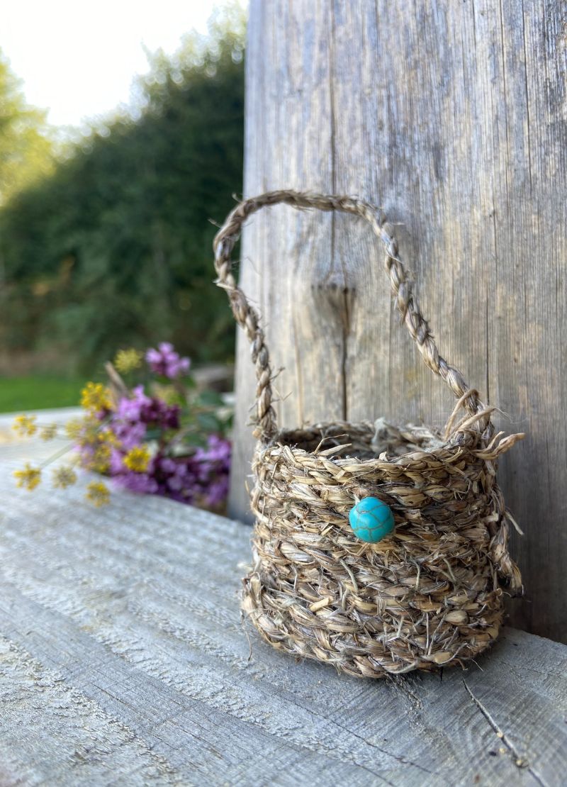 Natural Fibre Basket with Bead