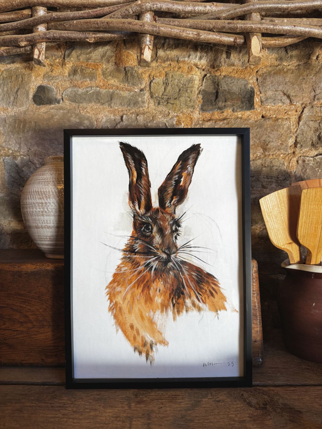 Framed Hare Painting