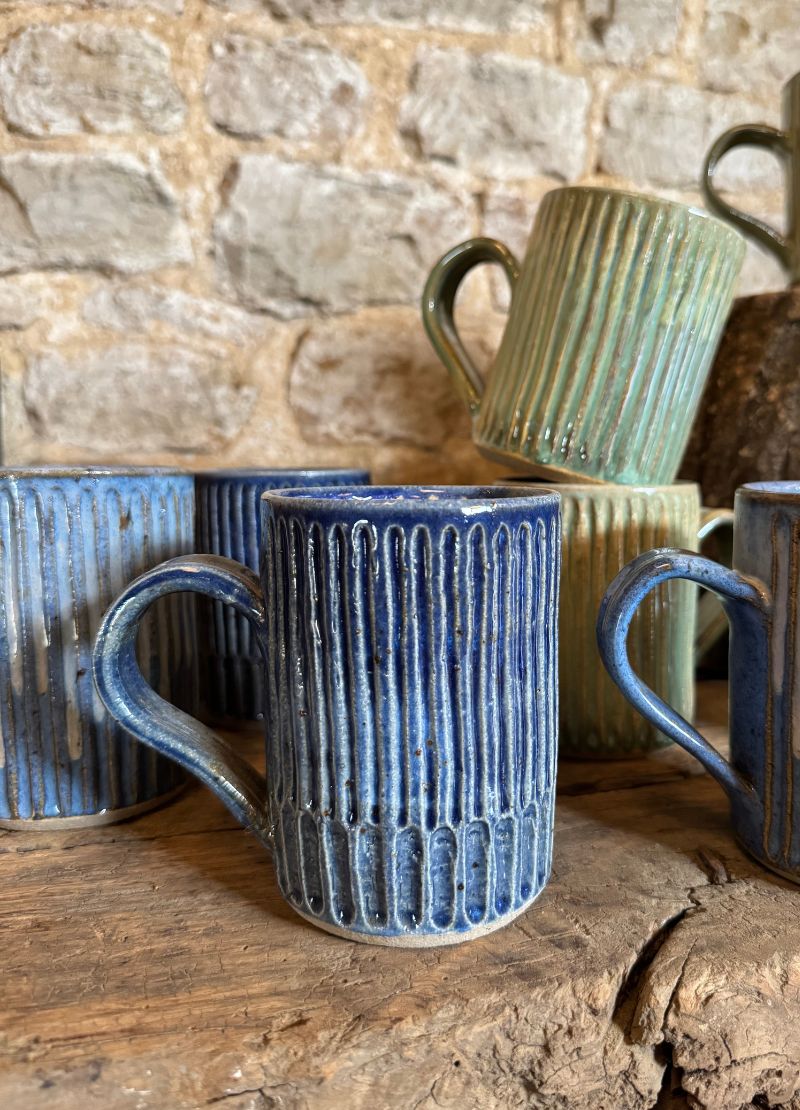 Ribbed Ceramic Mugs