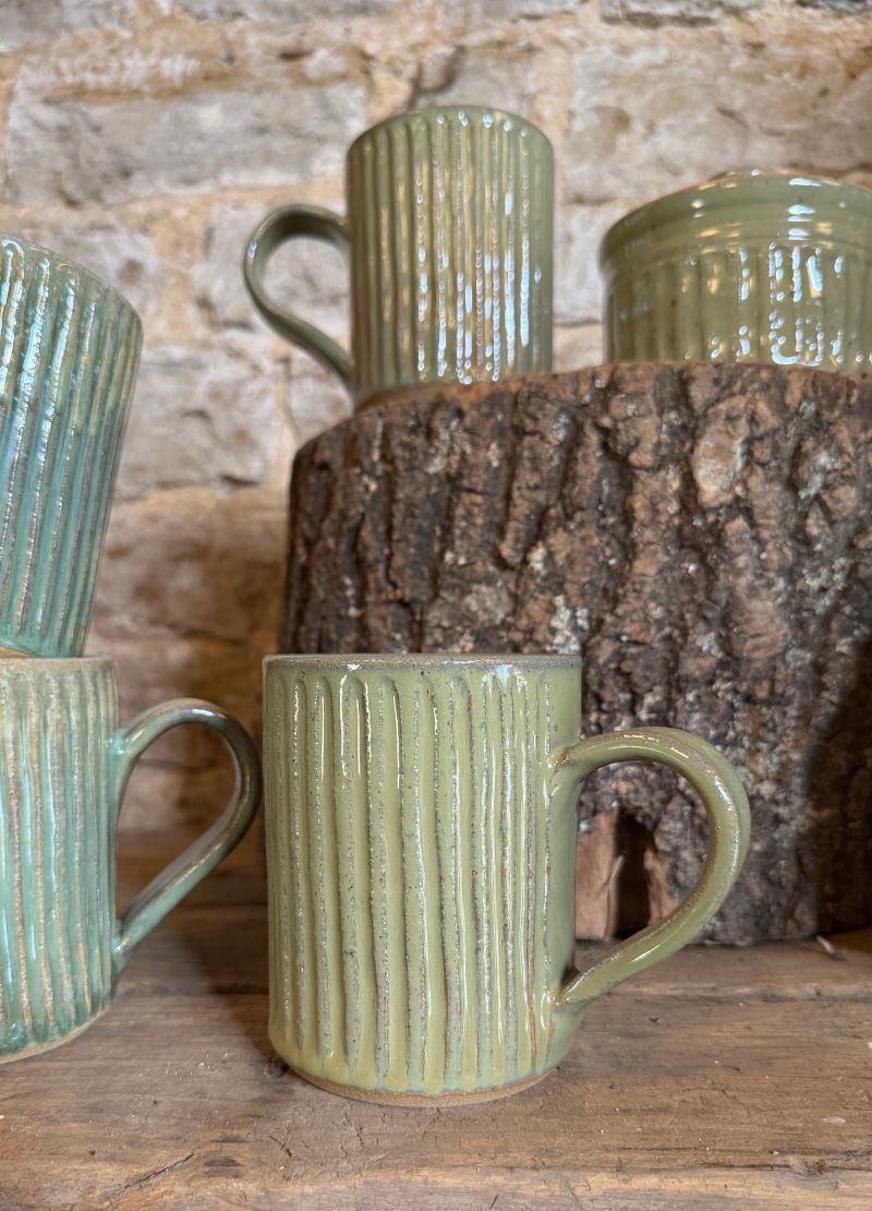Ribbed Ceramic Mugs
