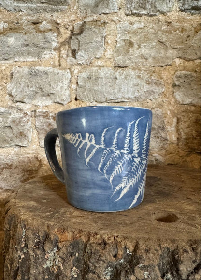 Fern leaf blue mug