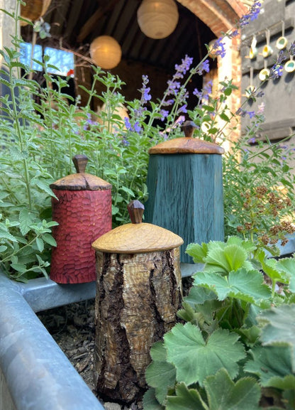 Birch shrink pot with lid