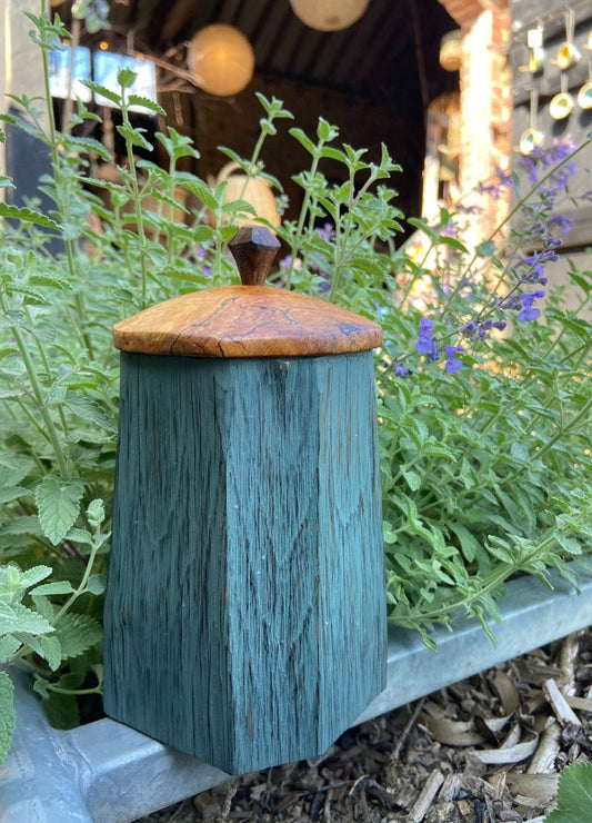 Blue shrink pot with lid