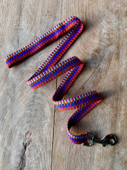 Handwoven Dog Lead - Orange & Blue