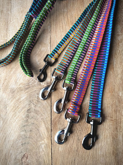 Handwoven Dog Lead - Orange & Turquoise