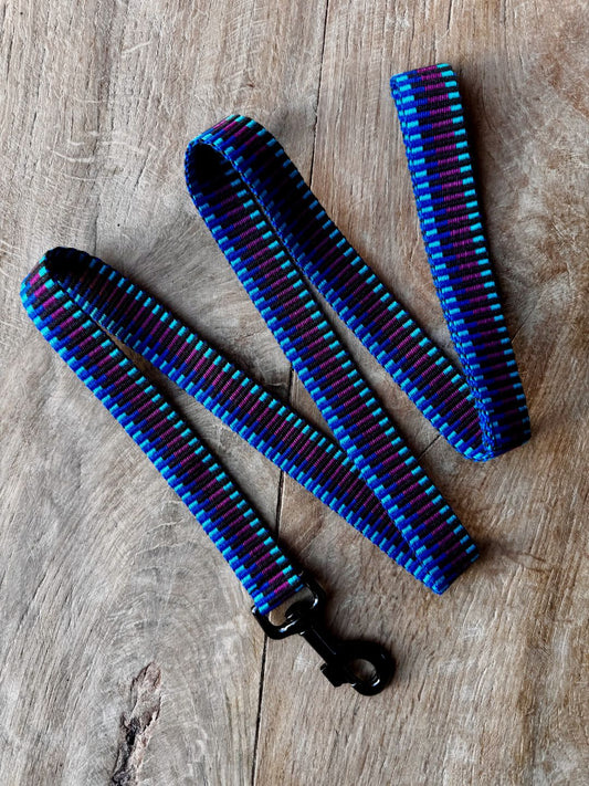 Handwoven Dog Lead - Black & Purple