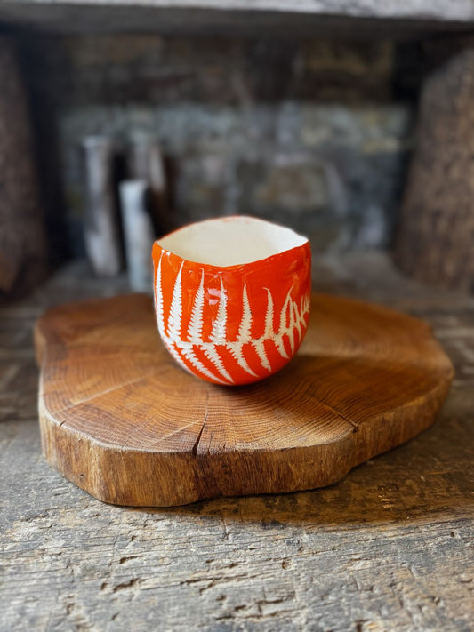 Orange Fern Leaf Planter Pot