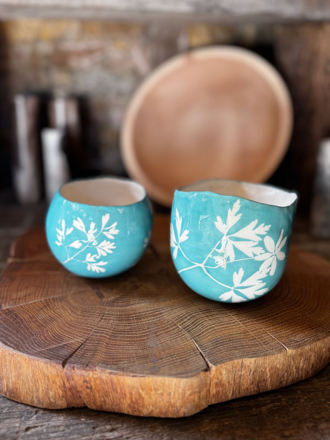 Leafy Planter Pots - Aqua Blue