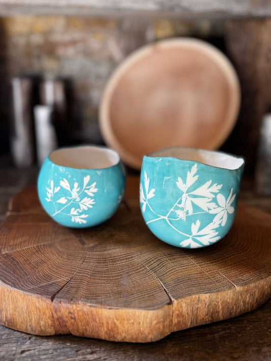 Leafy Planter Pots - Aqua Blue