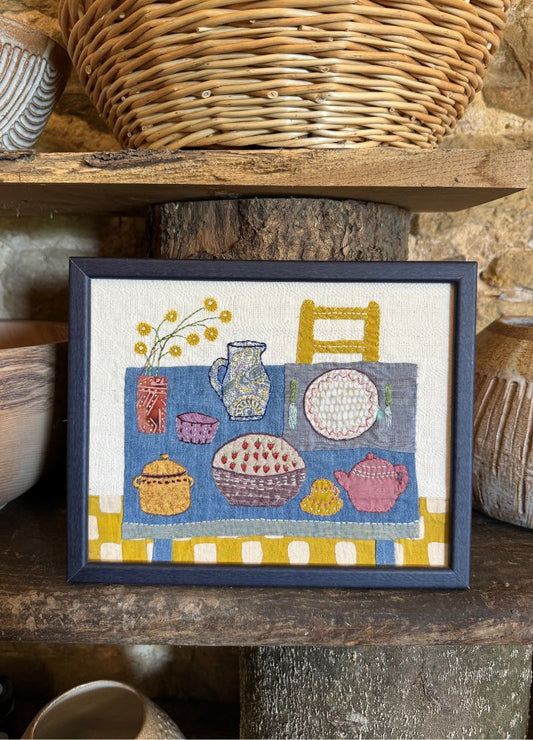 Hand Stitched Tea Party Artwork