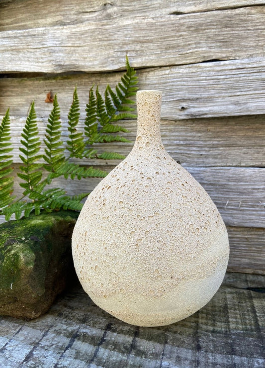 Cream Textured Stem Vase