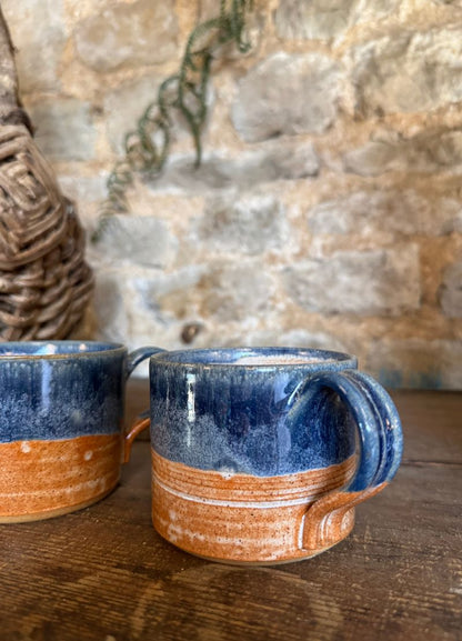 Blue and Iron Glazed Coffee Mugs