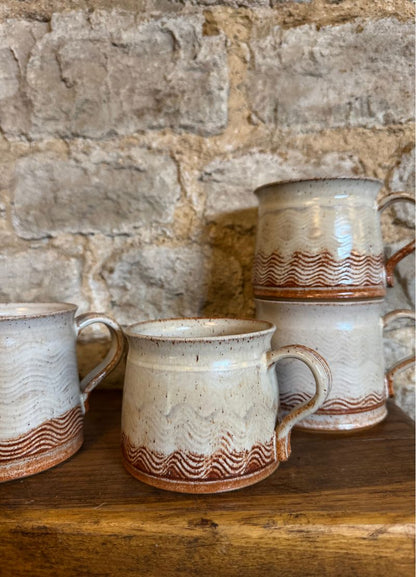 Wavy Patterned Glazed Coffee Mugs