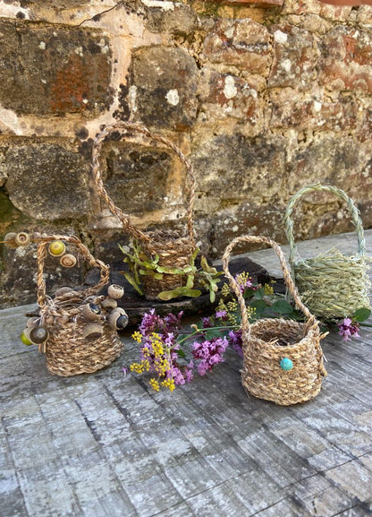 Natural Fibre Basket with Bead