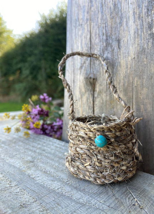 Natural Fibre Basket with Bead
