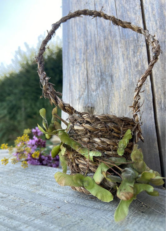 Natural Fibre Basket with Maple