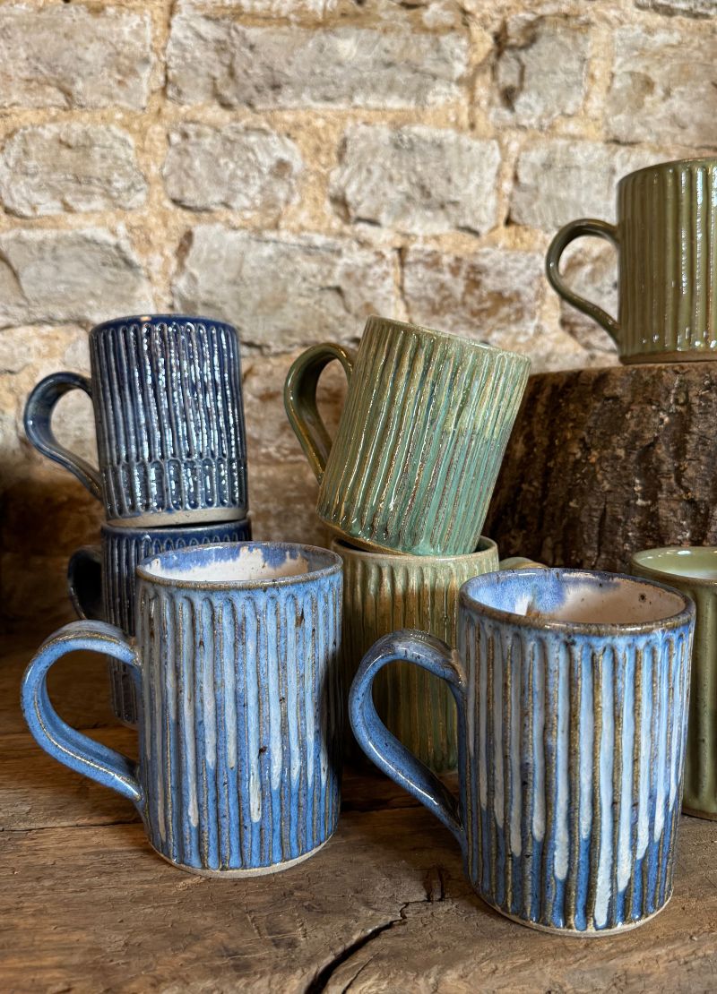 Ribbed Ceramic Mugs