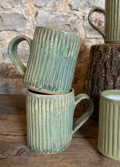 Ribbed Ceramic Mugs