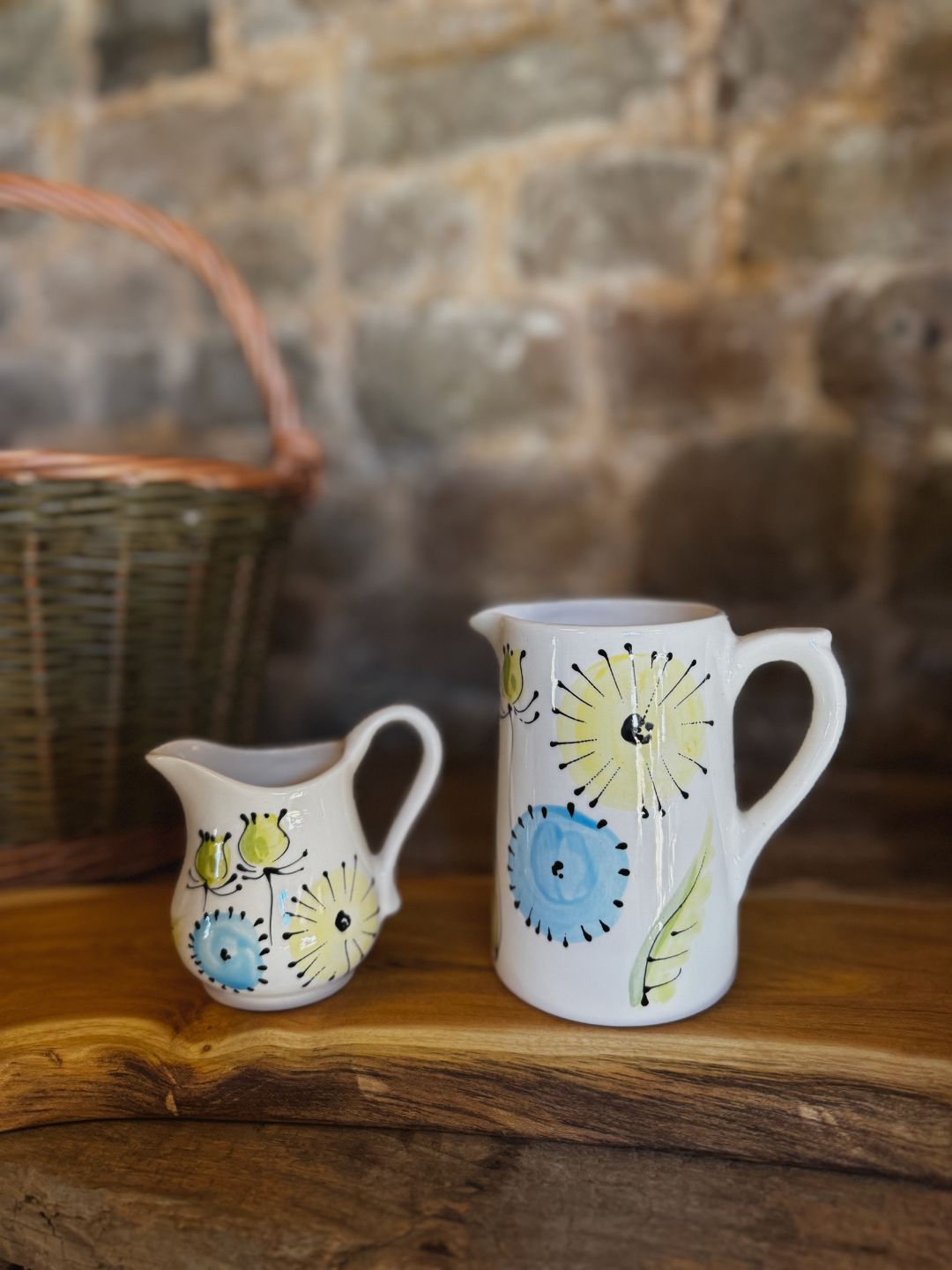 Spring Flowers Painted Jugs