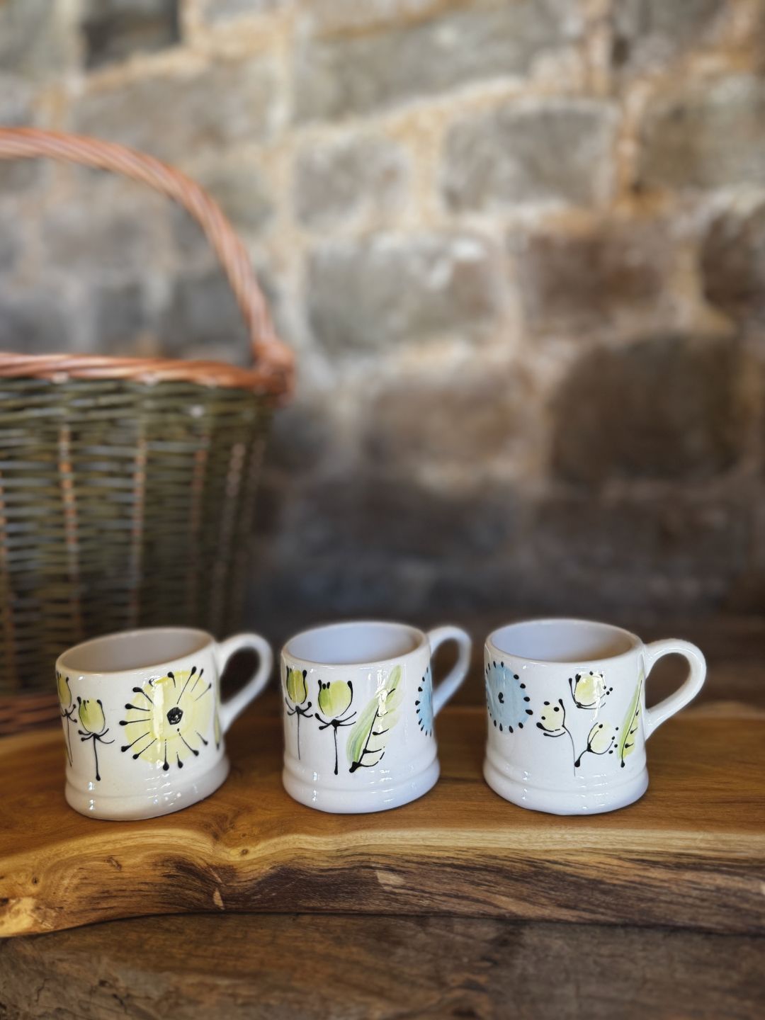 Spring Flowers Painted Espresso Cups