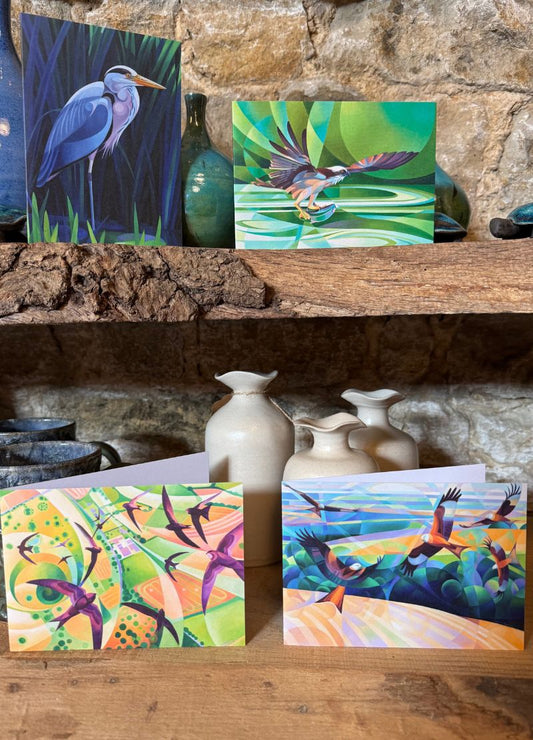 Birds Greeting Cards Set of 4