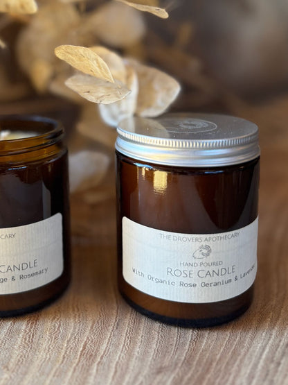 Rose Candle with Organic Rose Geranium and Lavender
